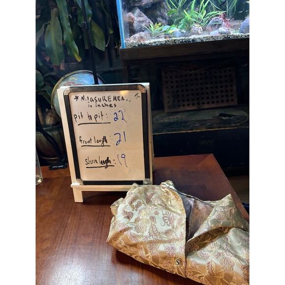 Connie Roberson gold jacket coat blazer floral pattern size Large made in USA - Picture 7 of 7